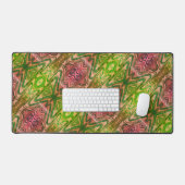 Helder Roze en Groen Boho Chic Abstract Bureaumat (Keyboard & Muis)