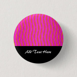 Helder roze en oranje abstracte moderne strepen ronde button 3,2 cm