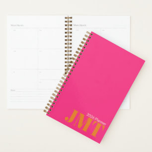 Helder Roze en Sinaasappel Monogram 2025 Planner
