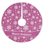 Helder Roze en Winter Wit Sneeuwvlok Monogram Kerstboom Rok (Voorkant)