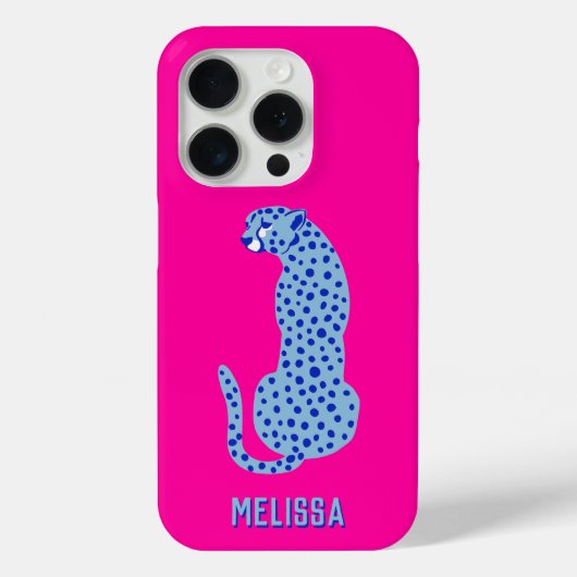 Helder roze gepersonaliseerde moderne cheetah Case-Mate iPhone case (Achterkant)