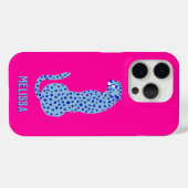 Helder roze gepersonaliseerde moderne cheetah Case-Mate iPhone case (Achterkant (horizontaal))