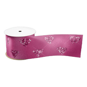 Helder Roze Glam Schitterende Diamanten Patroon Lint