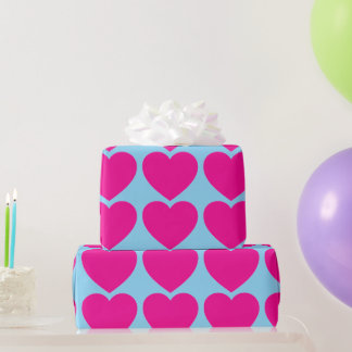 Helder Roze Hartpatroon Cadeaupapier