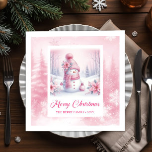 Helder Roze Kerst Scene Servetten Kinderen Winter