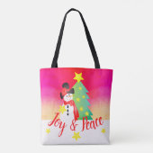 Helder roze met sneeuwpop draagtas (Achterkant)