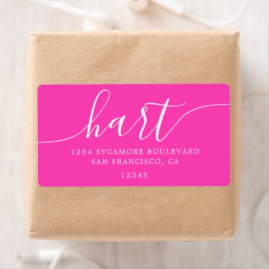 Helder Roze Moderne Script Retouradres Etiket (Insitu)