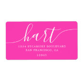 Helder Roze Moderne Script Retouradres Etiket (Voorkant)