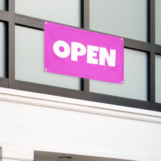 Helder Roze OPEN Banner (Buitenkant Gebouw)
