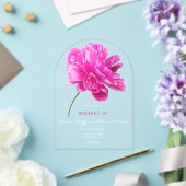 Helder roze pioen bruiloft acryl uitnodigingen (Insitu (Huwelijk))