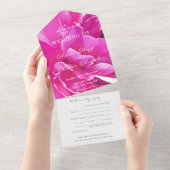 Helder roze pioen bruiloft alles in één uitnodigin all in one uitnodiging (Afscheurbaar)