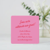 Helder Roze Rood Script Foto Chic Graduation Party Kaart (Staand voorkant)