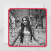 Helder Roze Rood Script Foto Chic Graduation Party Kaart (Achterkant)