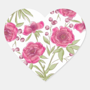 Helder Roze Rozen Bruiloft Hart Sticker