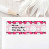 Helder roze volleybalpatroon etiket (Insitu)