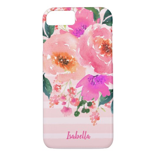 Helder Roze Waterverf Bloemenpatroon Schattige Case-Mate iPhone Case (Achterkant)
