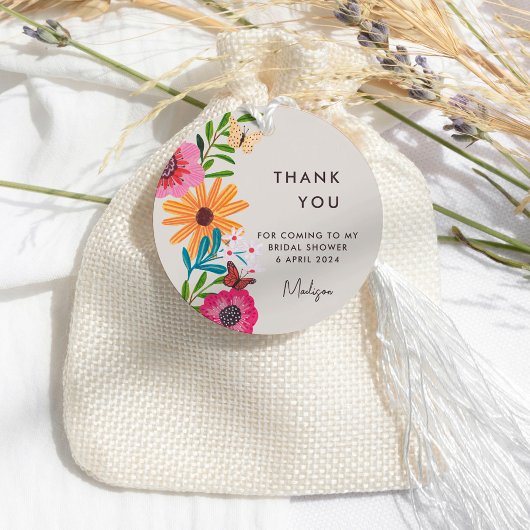 Helder Roze Wilde Bloem Bruiloft Dank Je Wel Bedankjes Labels