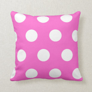 Helder Roze wit polka dot patroon Kussen