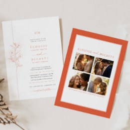 Helder Sinaasappel Bloemen Huwelijksuitnodiging me Kaart