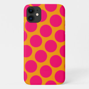 Helder Sinaasappel en Hot Pink Polka Dots iPhone 11 Hoesje
