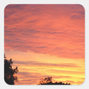 Helder Sinaasappel gloeiende bewolkte zonsondergan Vierkante Sticker