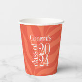 Helder Sinaasappel Tropische Klasse van 2024 Afstu Papieren Bekers (Achterkant)