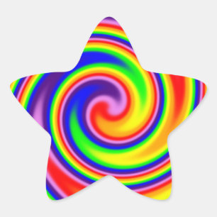 Helder spiraalvormig kleurenmengsel van de regenbo ster sticker
