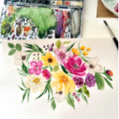 Helder, stevig wilde bloemen schrift bruidsdouche bedankkaart