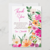 Helder, stevig wilde bloemen schrift bruidsdouche bedankkaart (Voorkant)