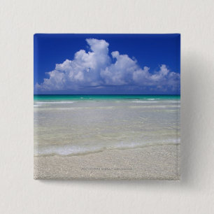 Helder strand vierkante button 5,1 cm