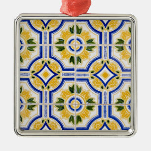 Helder tegelpatroon, Portugal Metalen Ornament