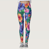 Helder Tropisch Bloemmotief Leggings (Voorkant)