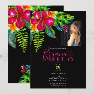 Helder Tropisch Hibiscus Colorpop Sweet 16 Feest Kaart