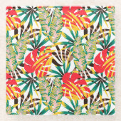 Helder tropisch patroon glazen onderzetter (Voorkant)