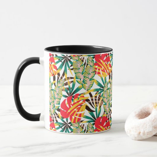 Helder tropisch patroon mok (Met donut)
