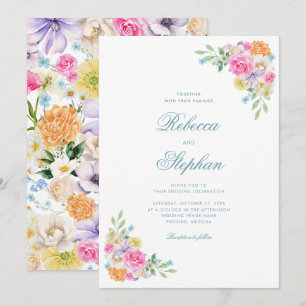 Helder Tuin Bloem Fee Watercolor Bruiloft Kaart