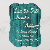 Helder turquoise rustieke Save the Date No. 2br Kaart (Voorkant / Achterkant)