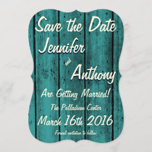 Helder Turquoise Rustieke Save the Date No. 2br Kaart