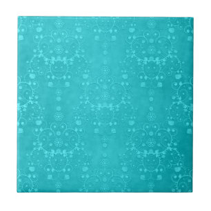 Helder Turquoise Teal Aqua Damast Patroon Tegeltje