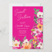 Helder vet wild bloemen script Sweet 16 Kaart (Voorkant)