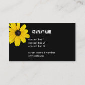 Helder vet zonnig geel bloem foto op zwart visitekaartje (Achterkant)