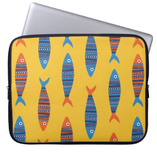 Helder vissen naadloos patroon. Schoenen hand Laptop Sleeve