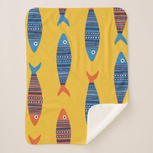 Helder vissen naadloos patroon. Schoenen hand Sherpa Deken