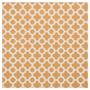 Helder, vloeibaar Oranje wit Ikat Quatrefoil patro Stof