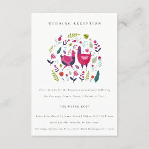 Helder Volk Farm Bloemrijke Vogels Trouwreceptie Informatiekaartje