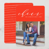 Helder vrolijk leuk script rood vakantie fotokaart feestdagenkaart (Voorkant / Achterkant)