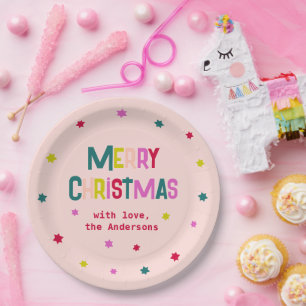 Helder & Vrolijk Modern Merry Christmas Blush Pink Papieren Bordje