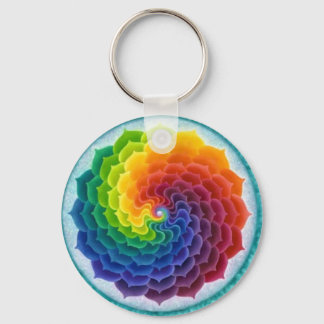 Helder, vrolijke regenboog bloem sleutelhanger