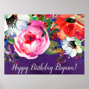 Helder waterverf bloem paars chic feestbanner poster