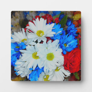 Helder wit blauw bladerblok Mix foto Plaque Fotoplaat